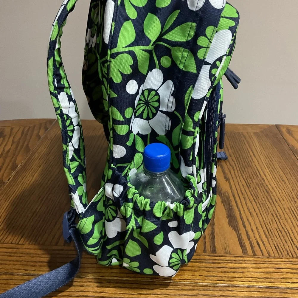 Vera Bradley floral canvas backpack with matching quilted shoulder purse-pockets